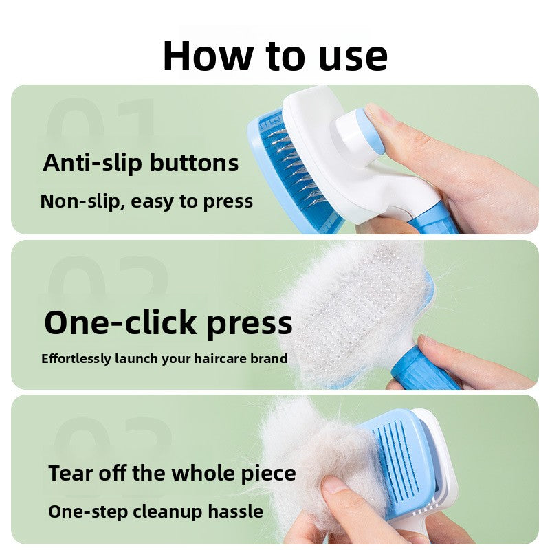 Rubber Handle Pet Comb with Dual Needles