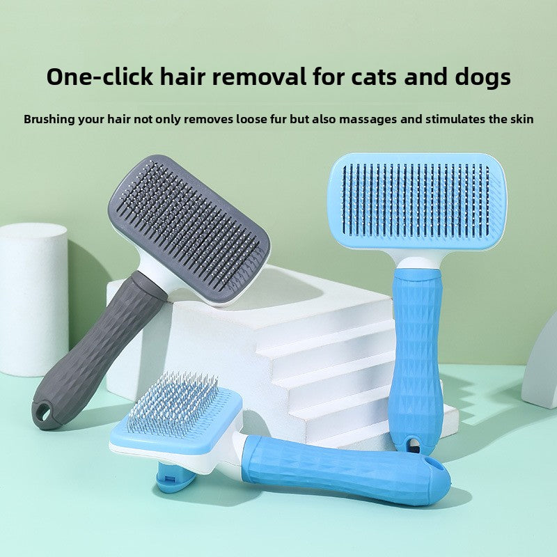 Rubber Handle Pet Comb with Dual Needles