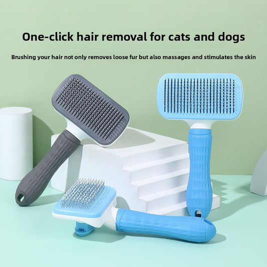 Rubber Handle Pet Comb with Dual Needles